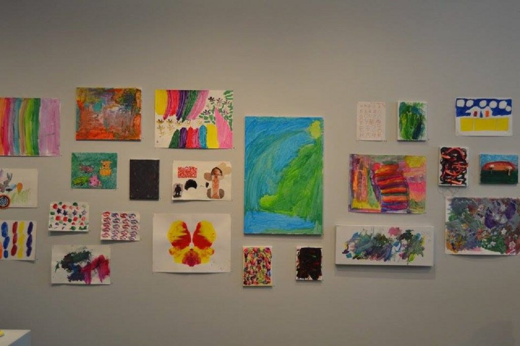 Artwork created by Marc Making artists on exhibit at the University Galleries. Photo compliments of Marcfirst.