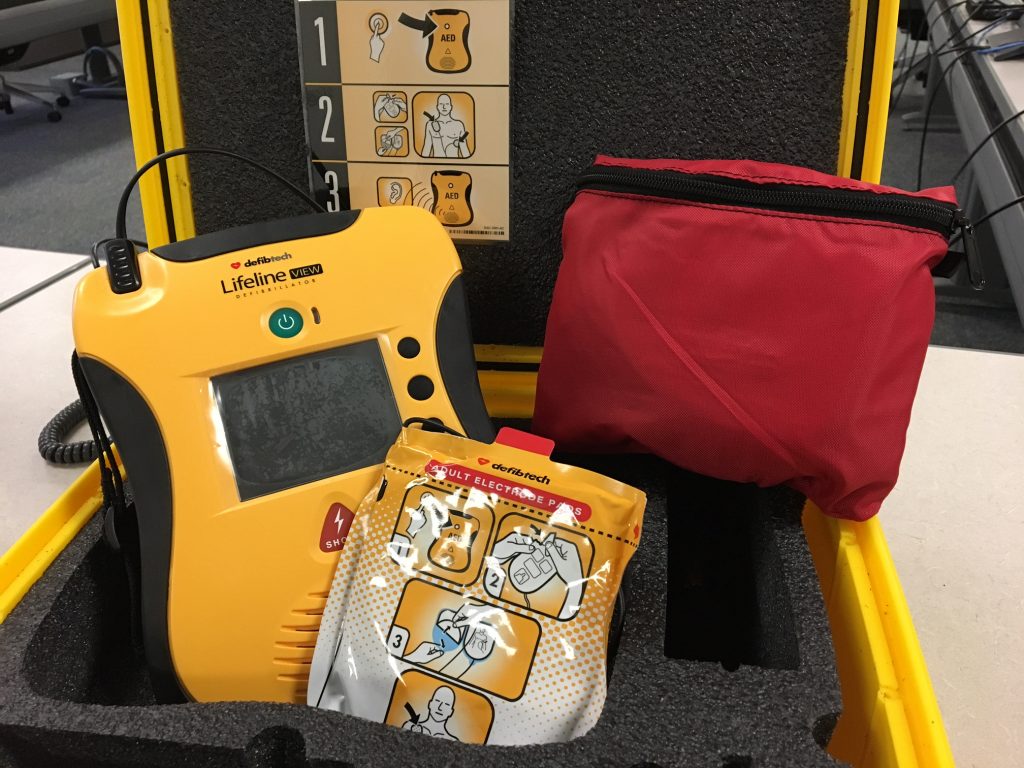 photo of an automated external defibrillator (AED) unit