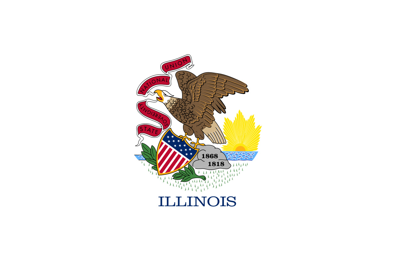 Flag of state of Illinois with eagle and shield