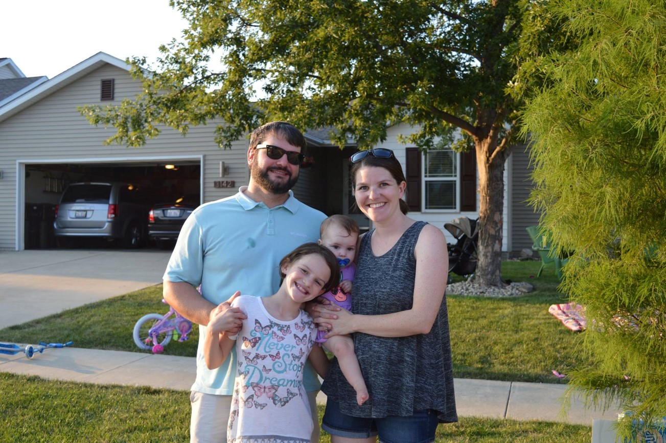 A recent Bardwell family picture with Amy's husband Jon, and daughters Lila Grace (9), and Stevie (11 months).