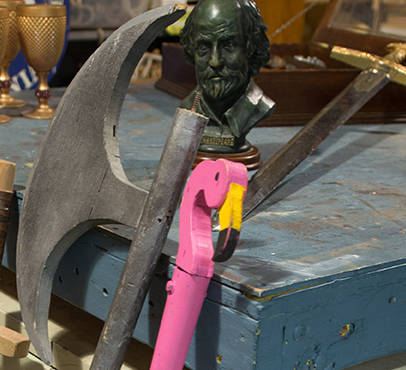 Because of the prop shop’s close ties to the ISF, a bust of the Bard of Avon himself provides inspiration and acts as a reminder to the crew of the importance of its work in creating authenticity.