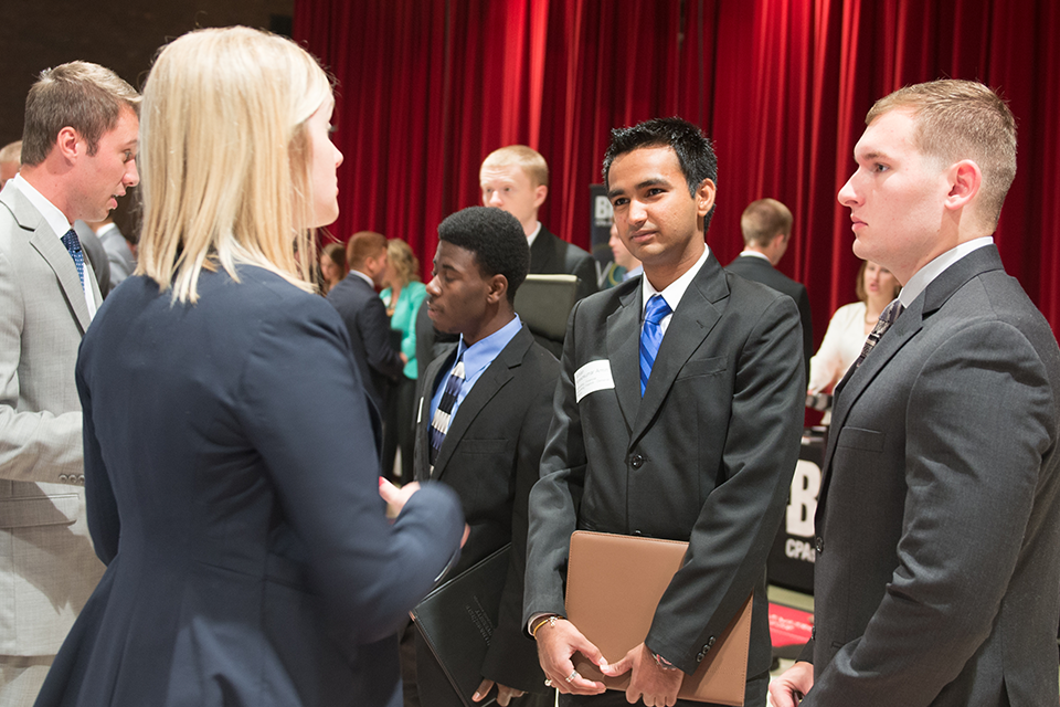students meet with employers