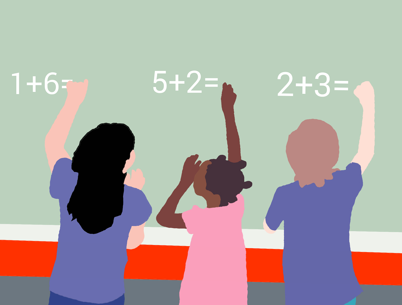 Cartoon of kids doing math