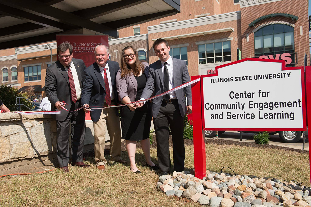 The ribbon cutting of the Center for Community Engagement and Service Learning.