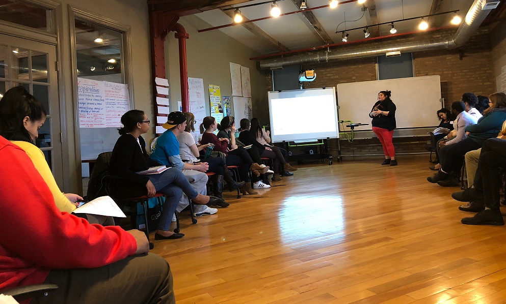 Fawn Pochel presents at CTEP's "Foundation of Urban Education Through an Indigenous Lens" seminar focused on Christopher Edmin's book and centered on Native/First Nations perspective in education.