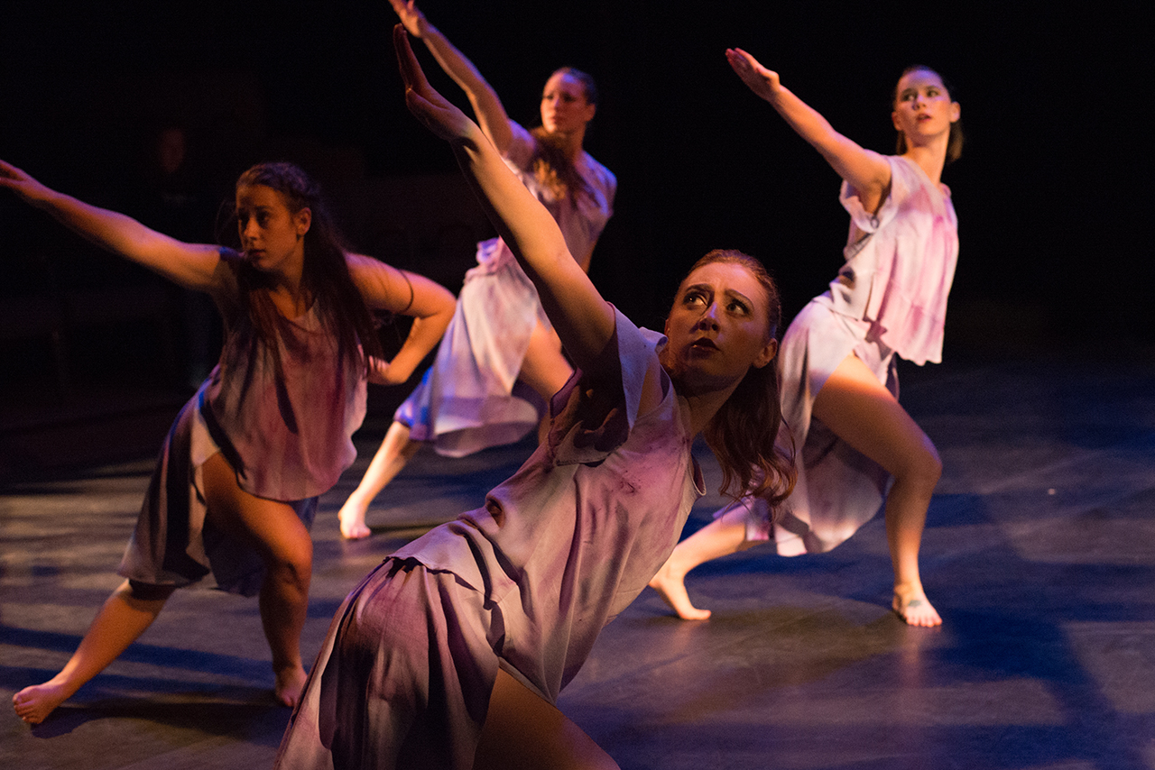 Image of dancers performing a piece from the 2017 Spring Dance Concert