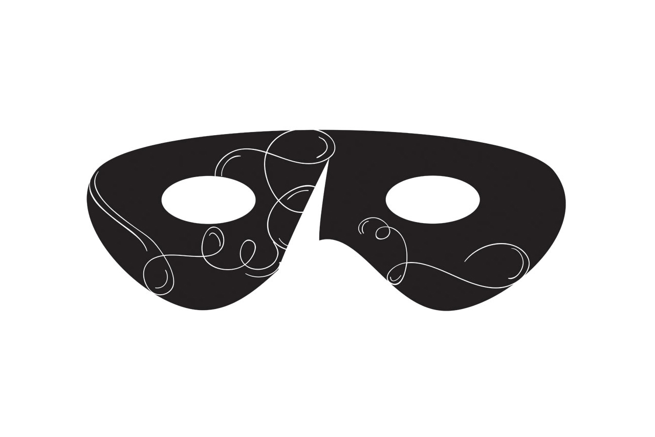 Image of a mardi gra like mask, illustrating this year's Phantom of the Opera theme for the 2018 FOA Gala at the Galleries.
