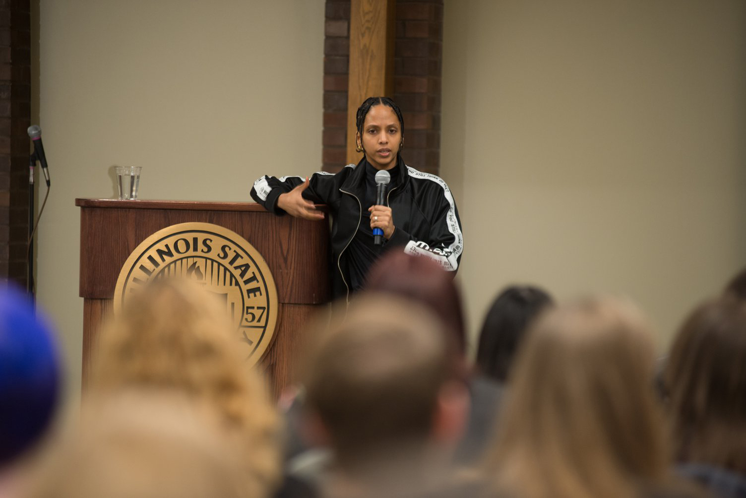 Activist Jayna Khan, speaking at the 23rd Women's and Gender Studies Symposium.