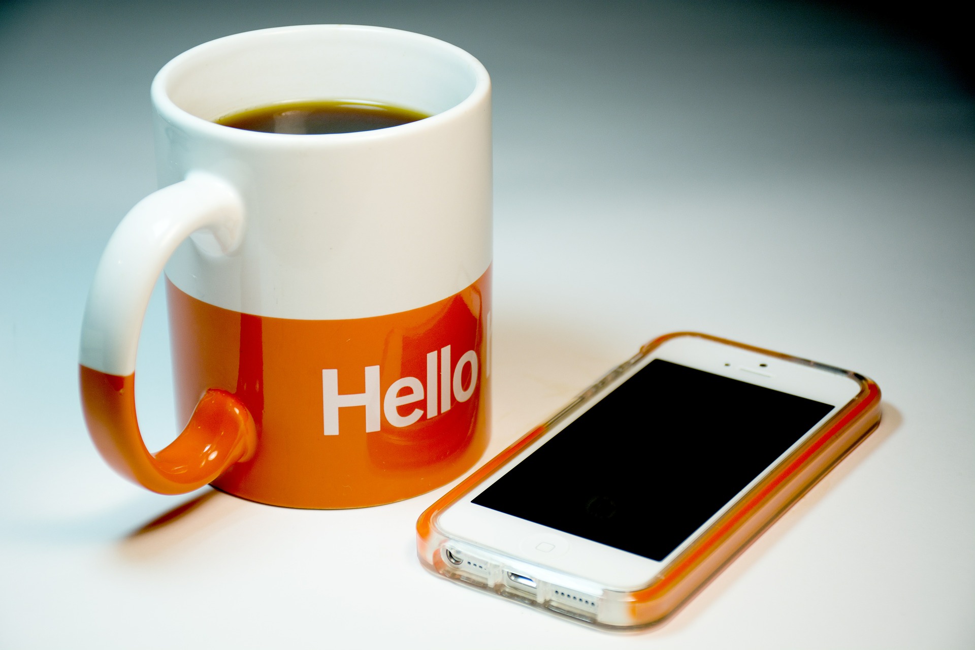 cup of coffee and cell phone