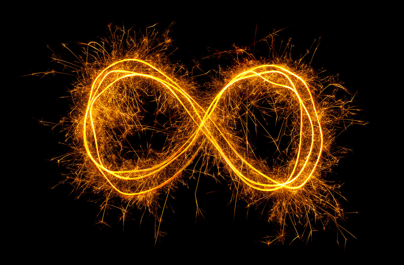 symbol for infinity carved in light