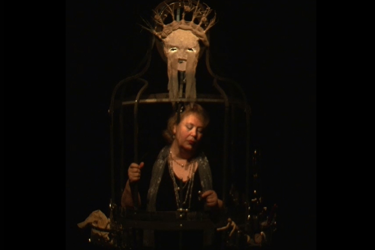 Abbie Conant portrays Aletheia through acting, singing, and trombone.