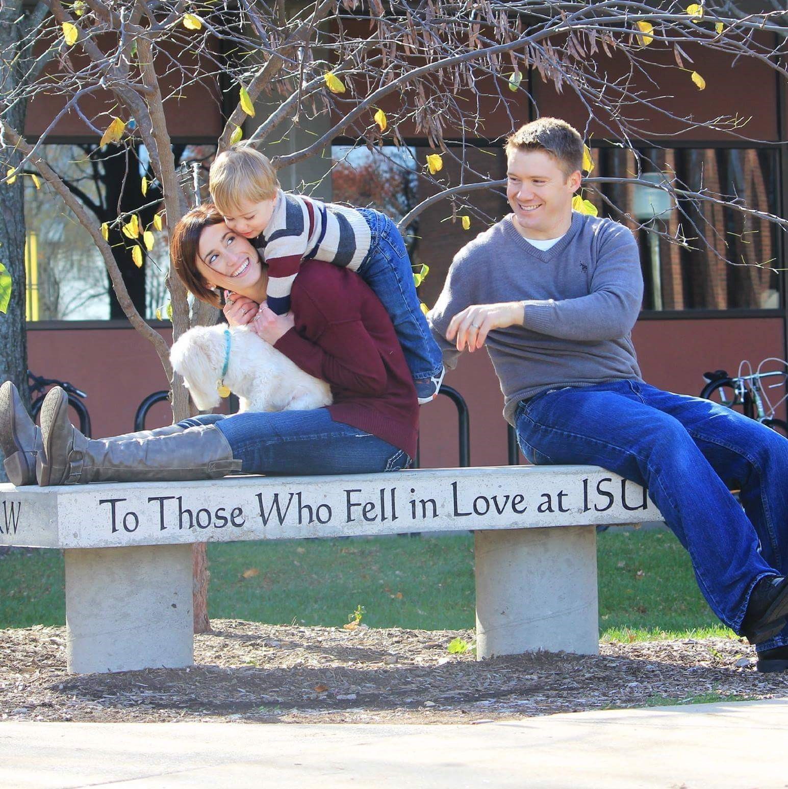 Christy and Chris McFarland and family at the love bench