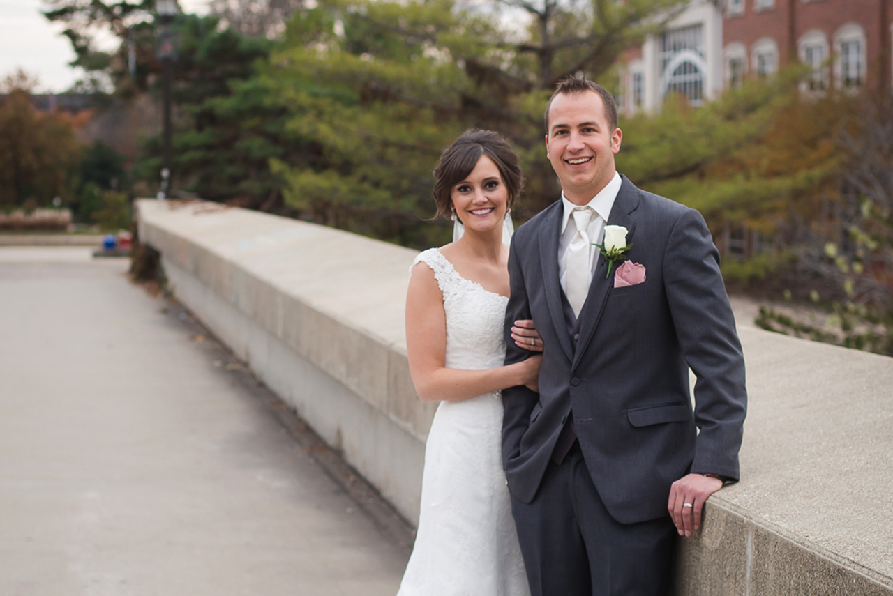 Stefani Rudd and Bryan Concannon in wedding attire at Illinois State