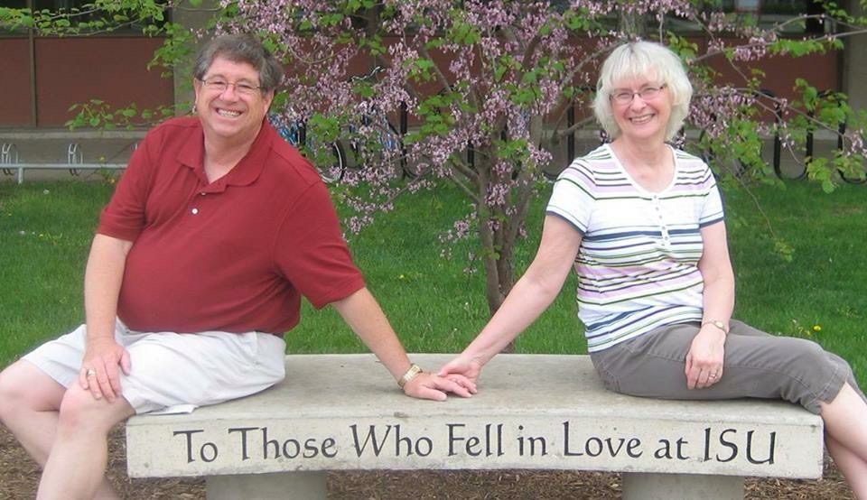 Paul and Carol Darveau on the love bench
