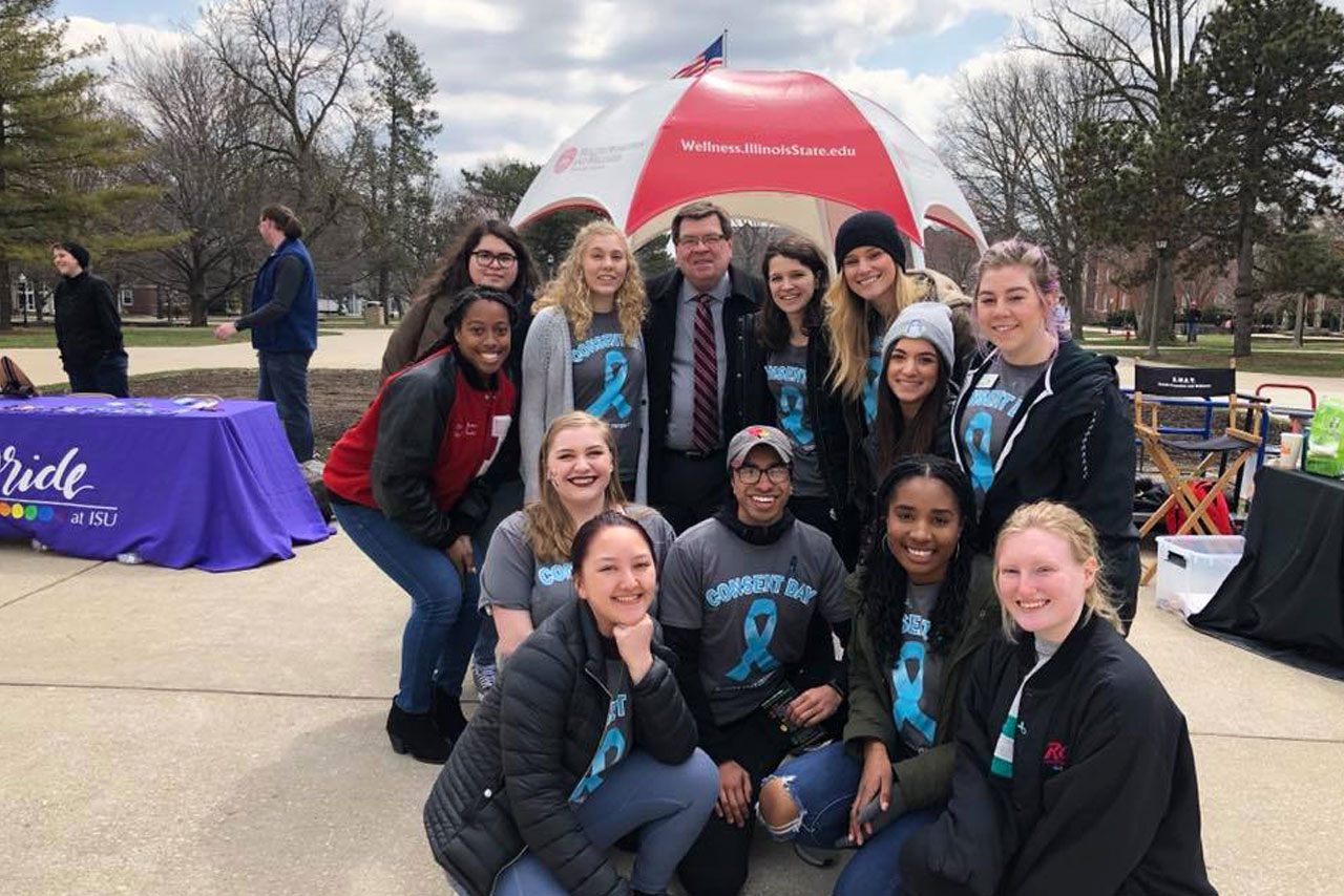 president dietz and students at Consent Day
