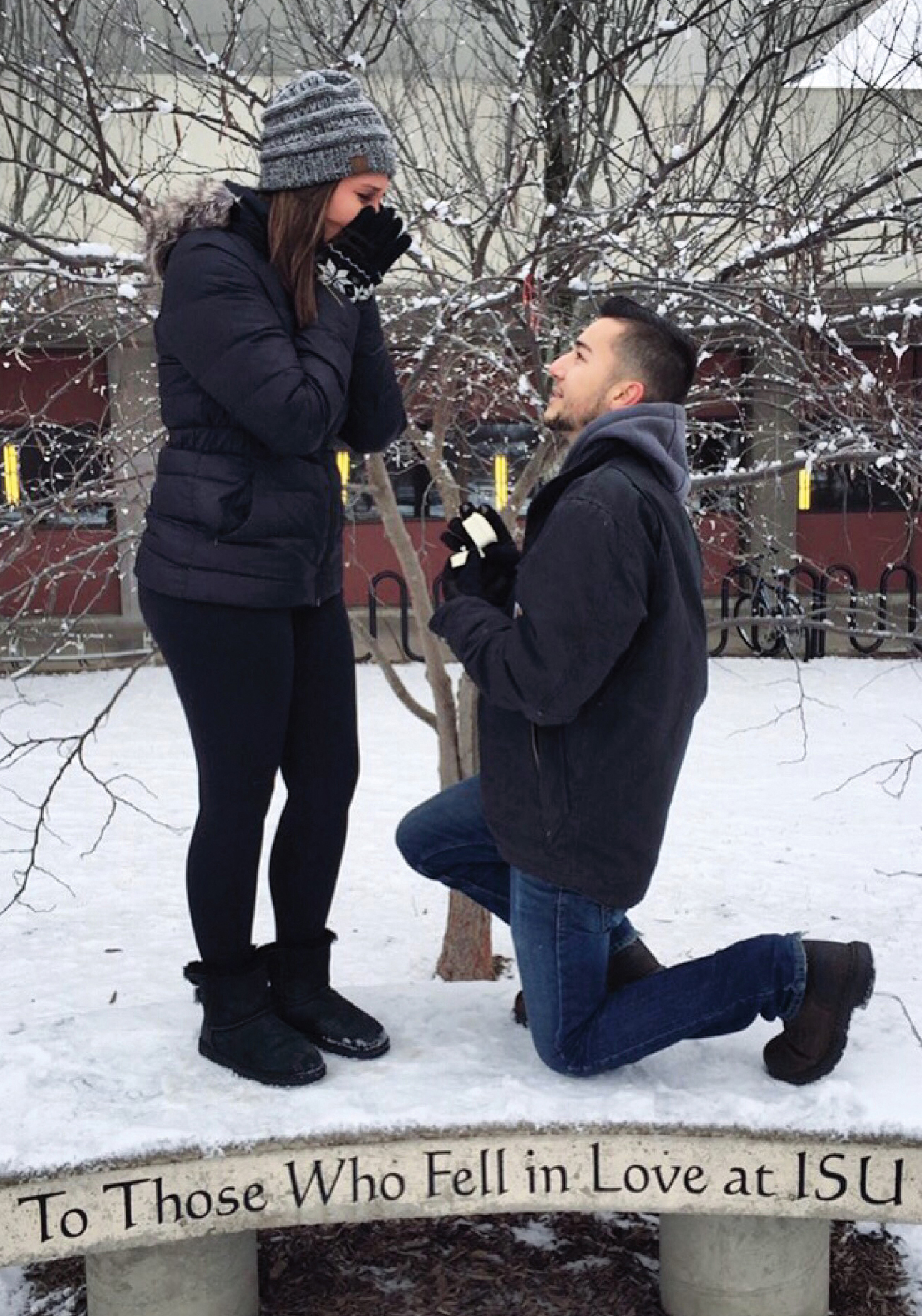 Brian Walker proposed to Kaitlyn Zagurski on the love bench.