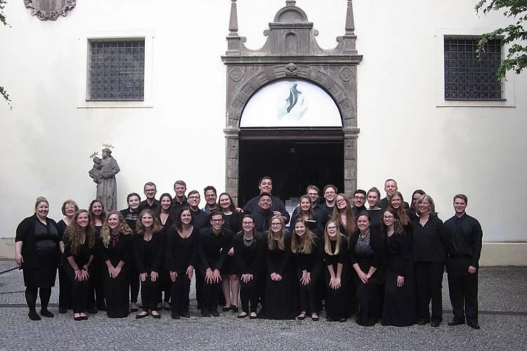 The Illinois State University Concert Choir following their performance at the Church of Our Lady of the Snows in Prague.