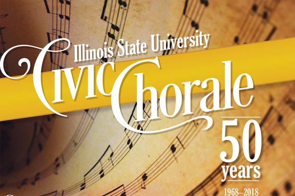 Sheet music with Civic Chorale 50th Anniversary logo.