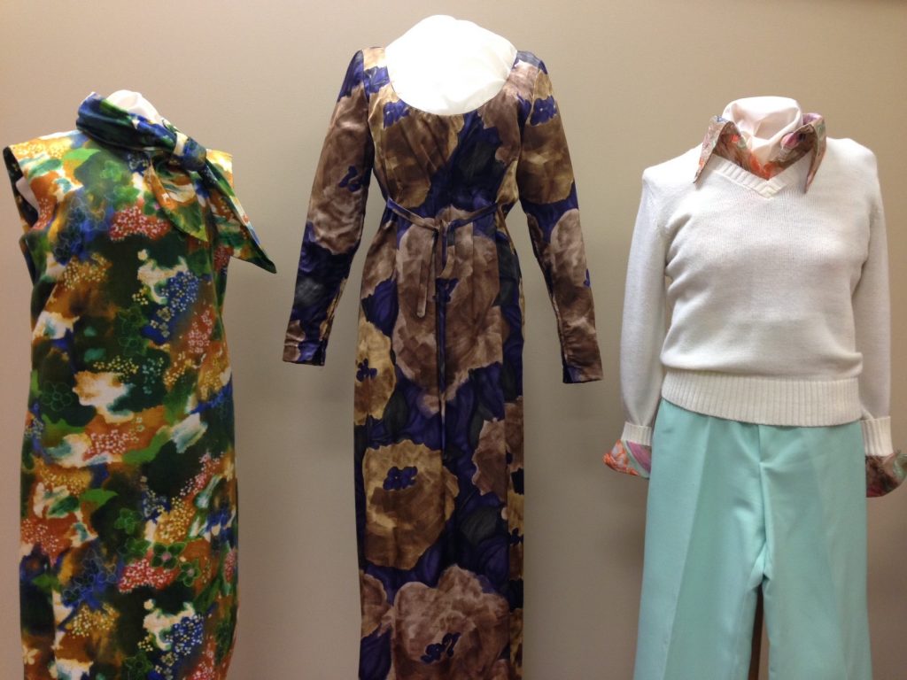 Garments on exhibition in the Lois Jett Historic Costume Collection gallery