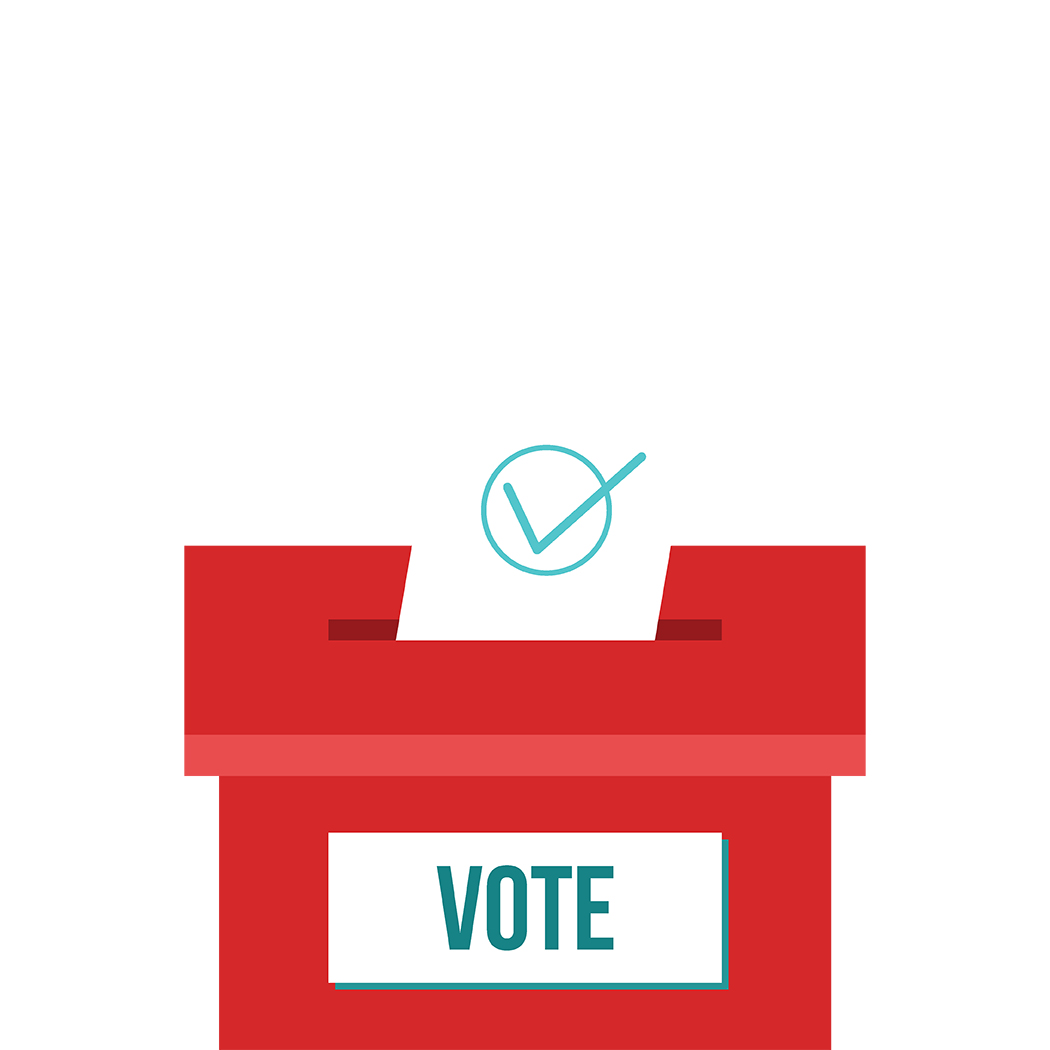 Voting concept in flat design. Hand putting voting paper in the ballot box.