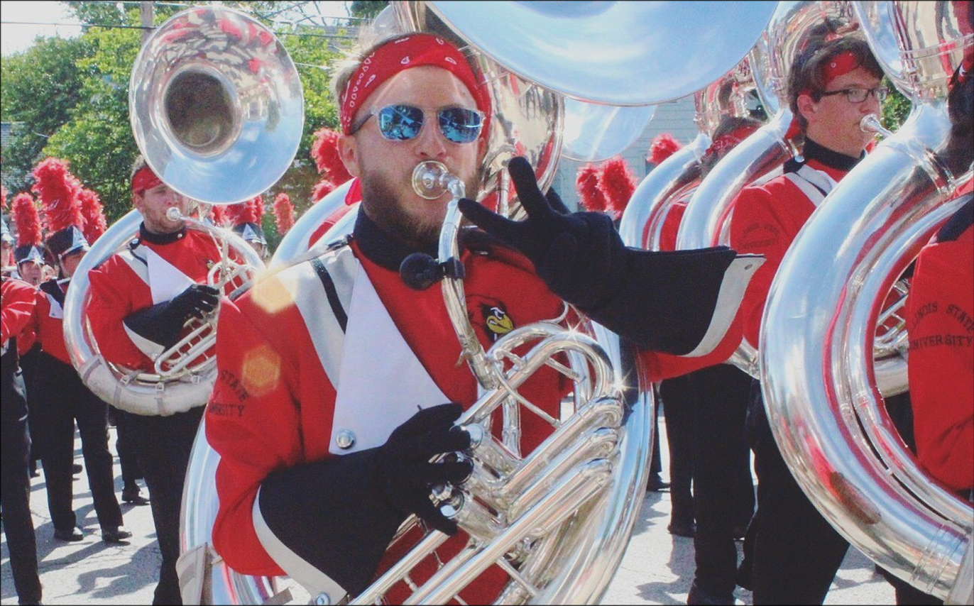 image of Zimmerman playing the tuba