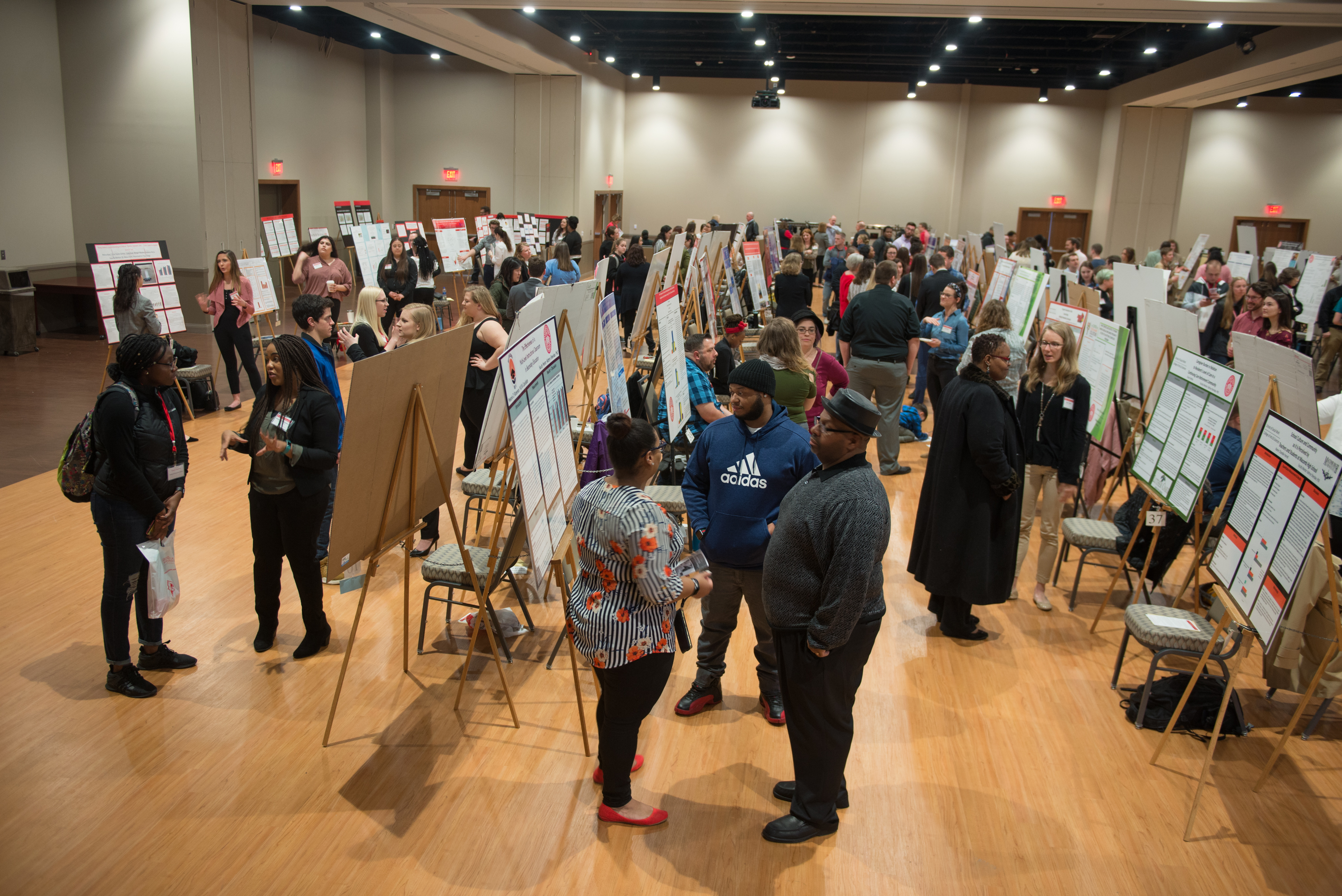 Lines of posters and students filled the Brown Ballroom for the annual Research Symposium.