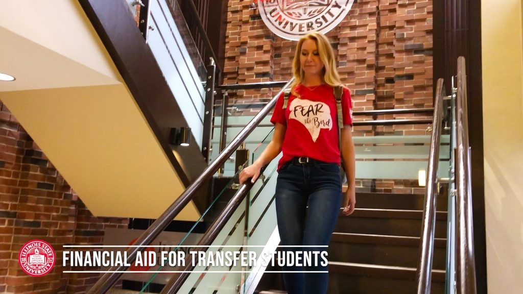 Student on stairs in Illinois State Office of Admissions