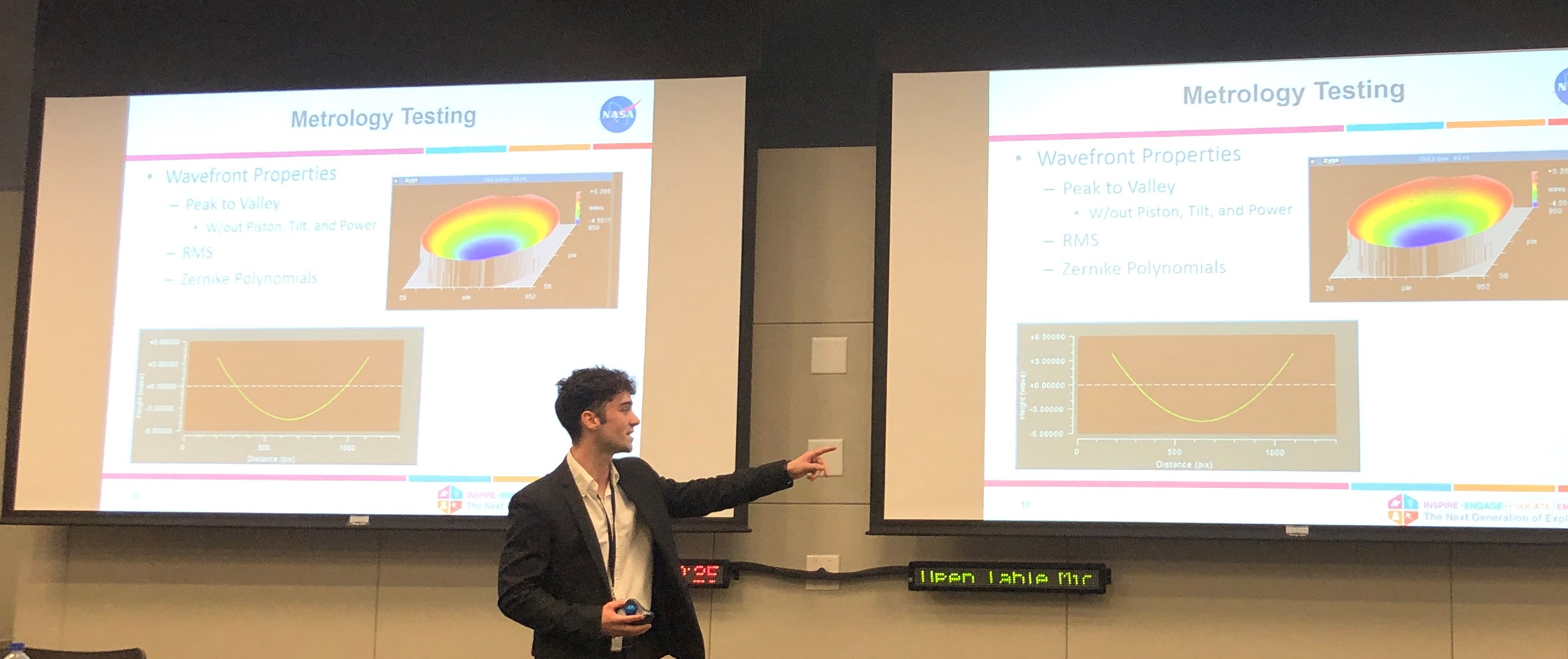 ISU Physics student Zachary Temple presents research from his internship at NASA.