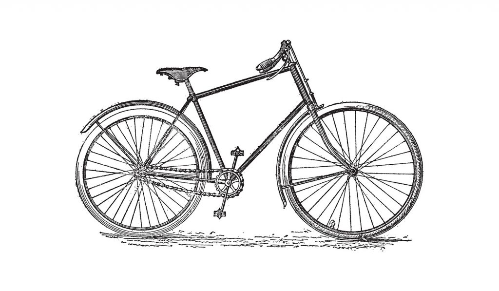 Velocipede bicycle, vintage engraved illustration. Dictionary of words and things - Larive and Fleury - 1895.