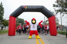 Reggie Redbird at the start line of the Homecoming 5K in 2018