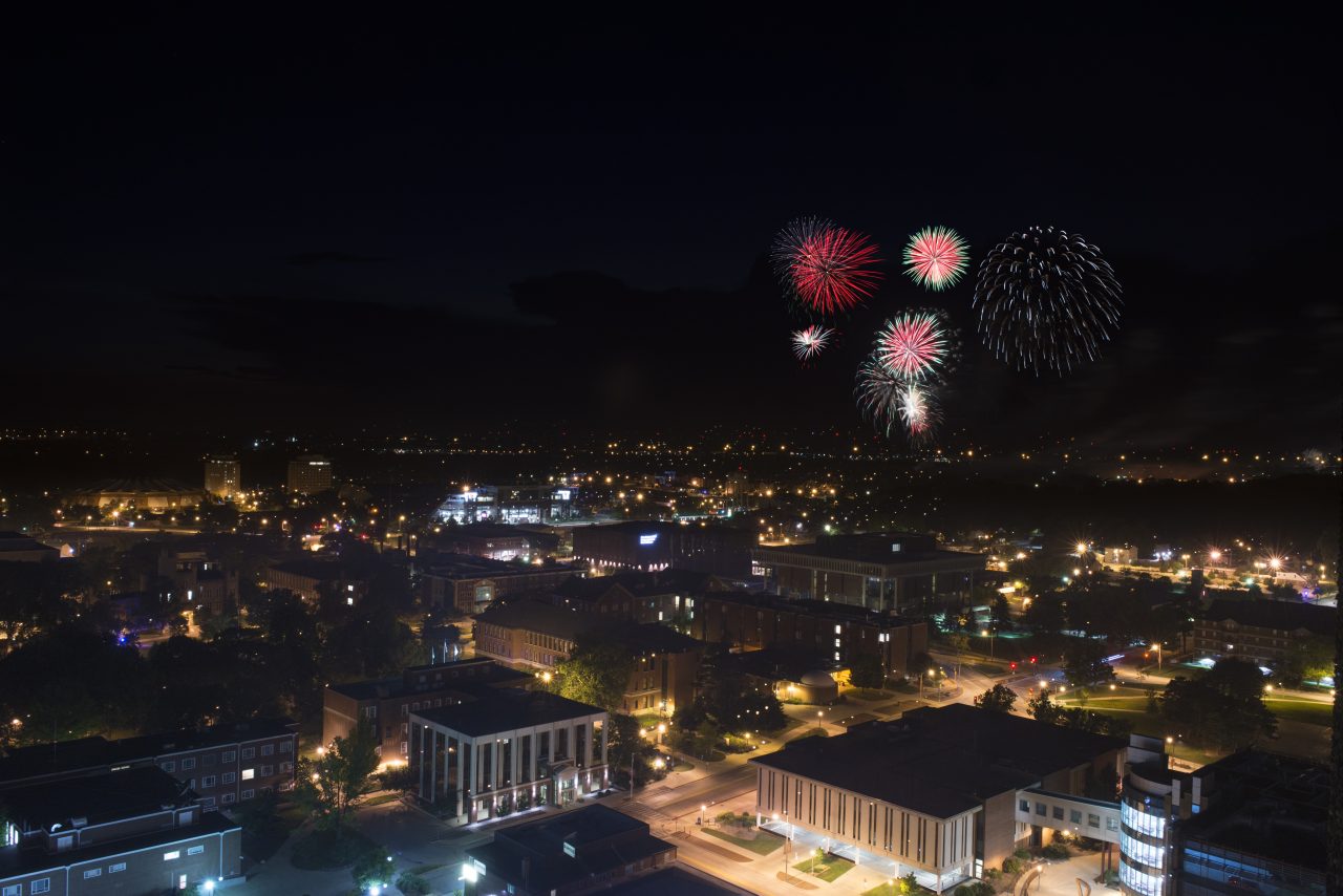 Fireworks at ISU campus.