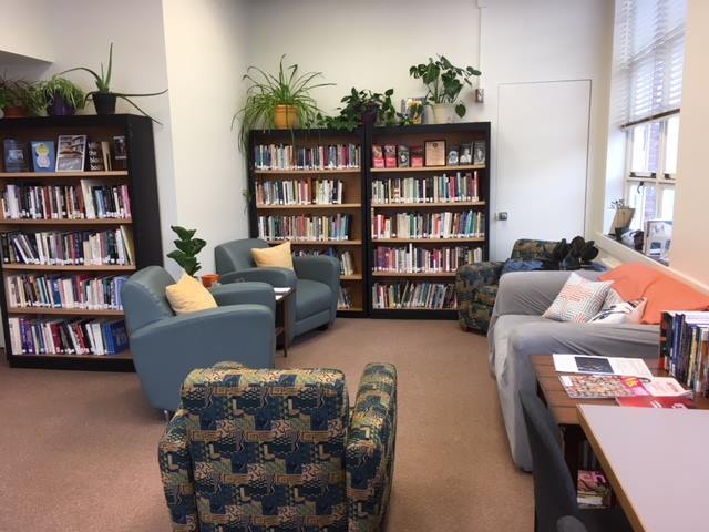 room full of chairs and books