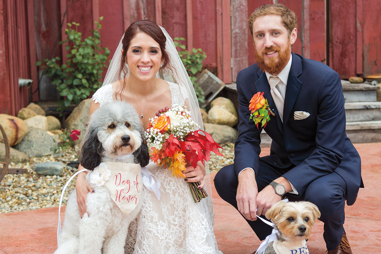 Arielle and Kyle included Sadie, left, and Marley in their wedding.