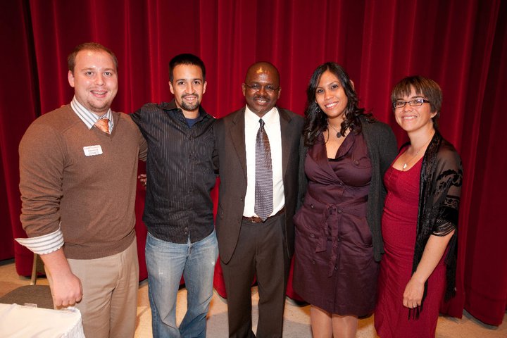 Lin-Manuel Miranda poses with University staff and faculty in 2010