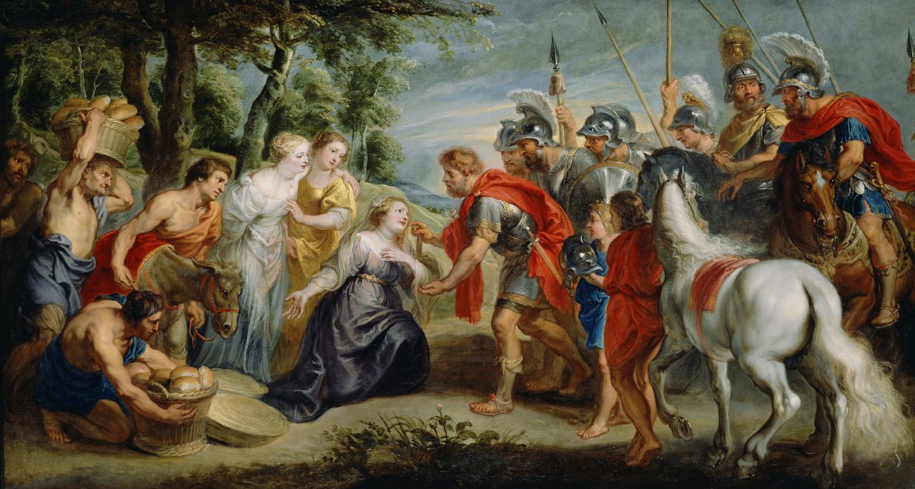 Peter Paul Rubens painting, meeting of soldiers and peasants