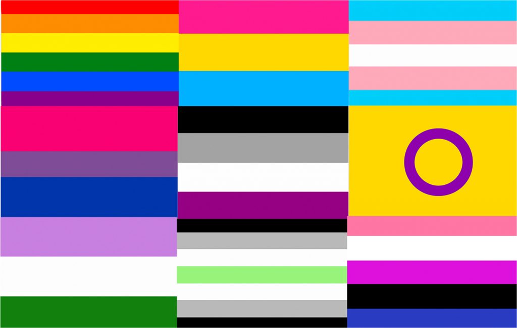 symbols of various pride flags together
