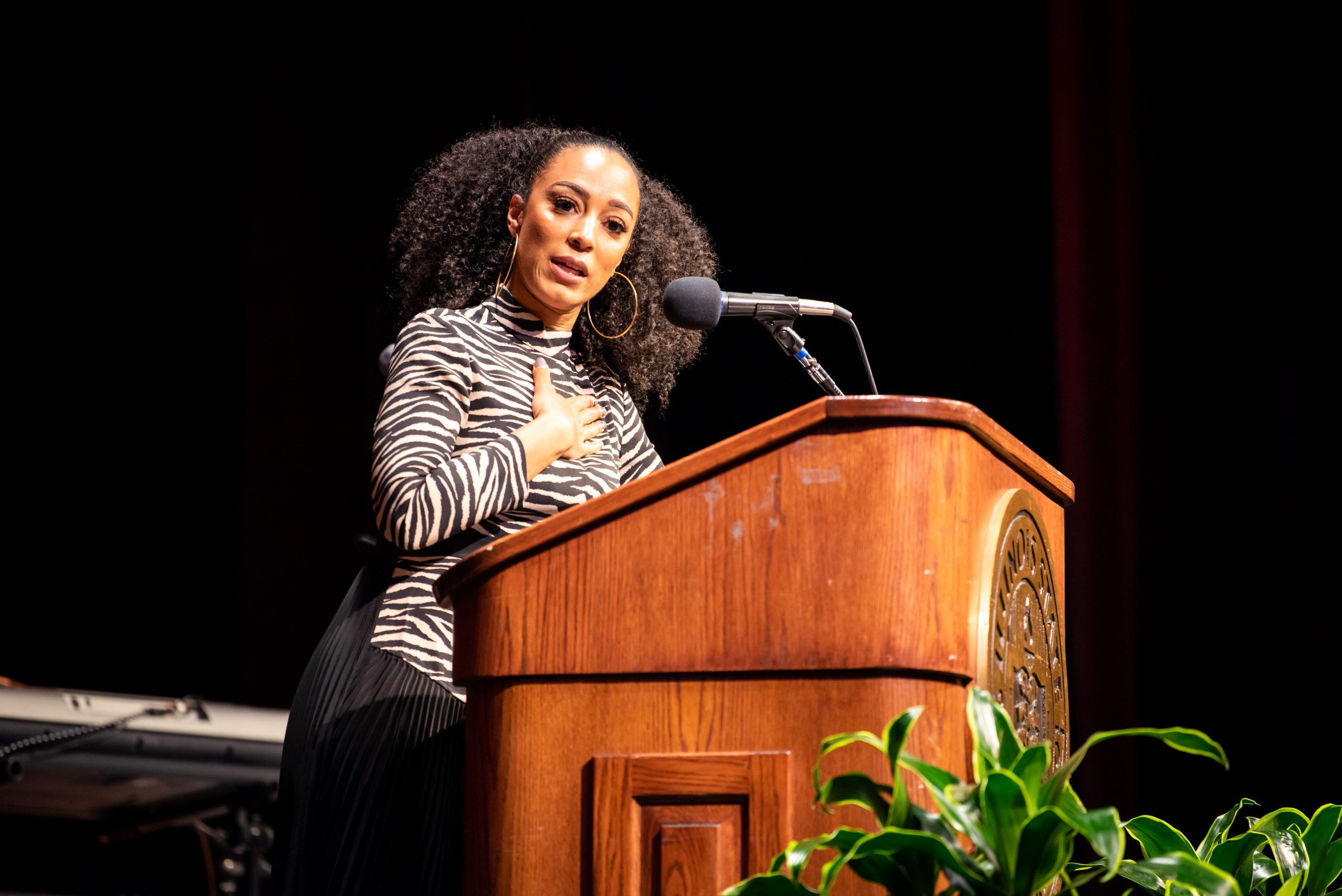 Political strategist and analyst Angela Rye spoke at the Martin Luther King Jr. Cultural Dinner.