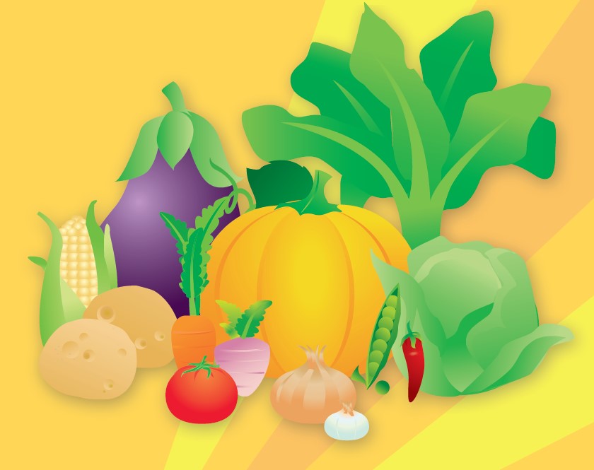 An colorful illustration of a medley of vegetables