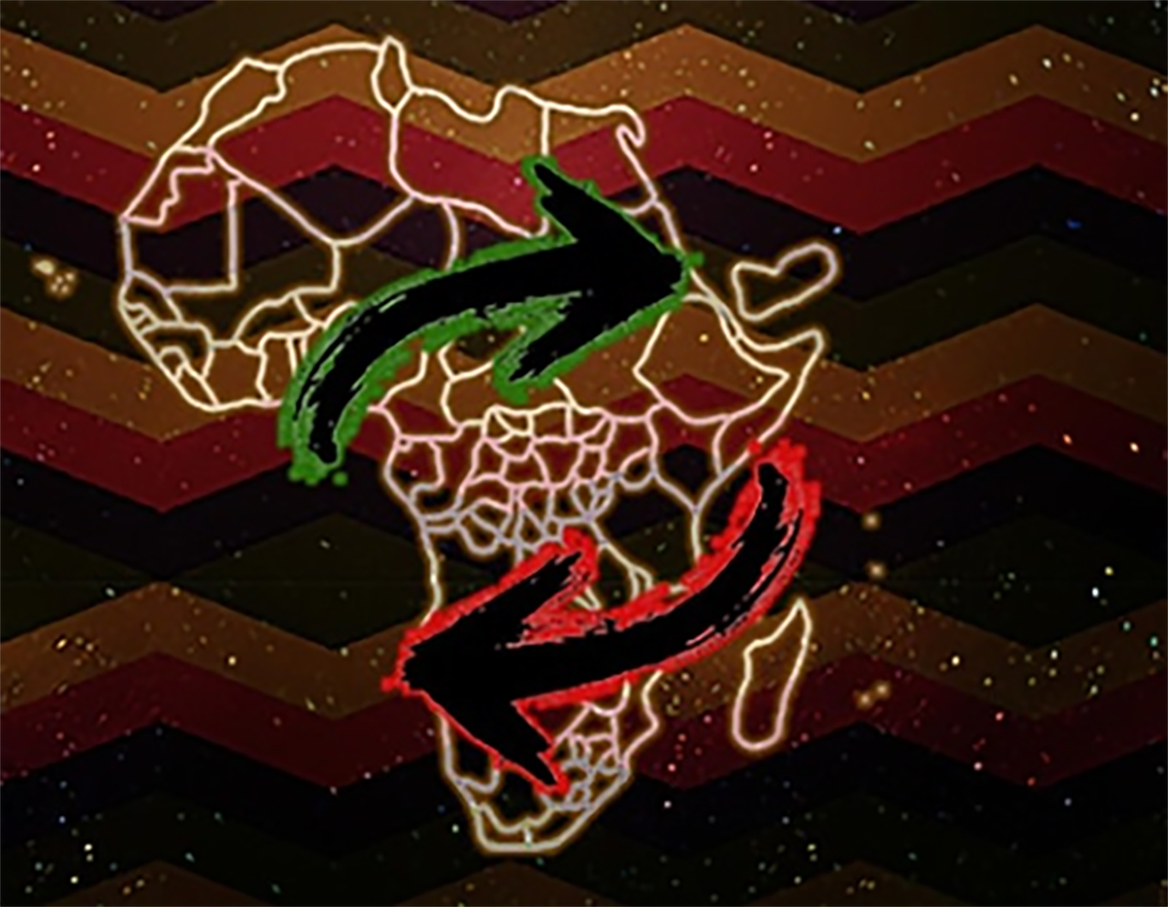 Image of Africa with arrows to represent people's movement