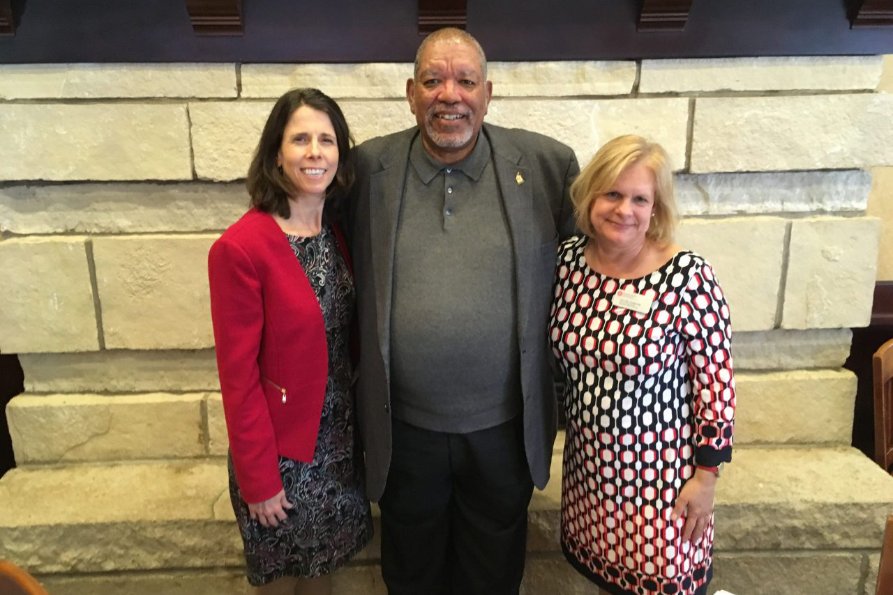 From left: Mennonite College of Nursing Dean Judy Neubrander, Illinois State University donor and PROUD student mentor Terrence Tapley, and Mennonite College of Nursing Director of Development Jennifer Sedbrook