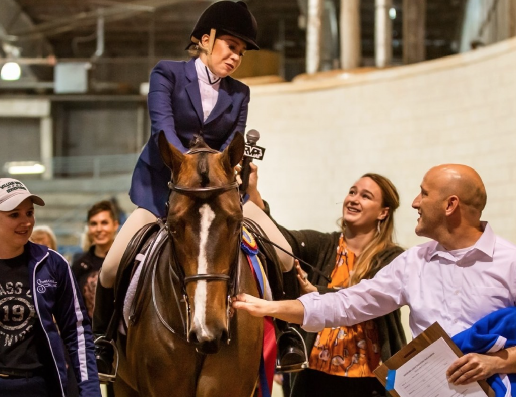 National Championship winner Grace O’Brien with her horse, Cruiser.