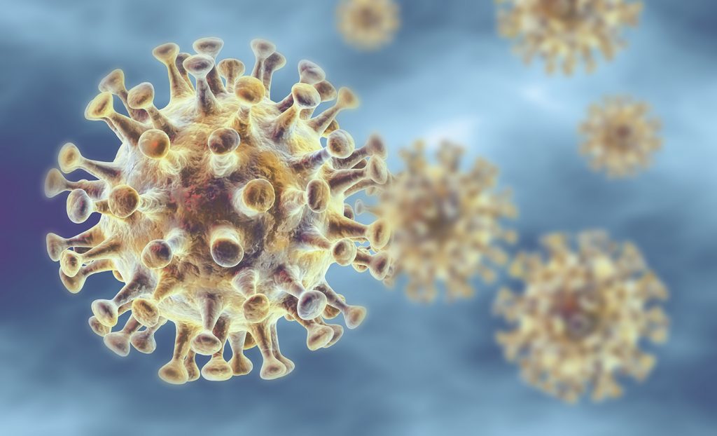 3D illustration showing corona virus
