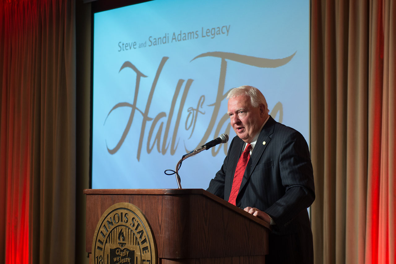 Steve Adams speaks at the Hall of Fame