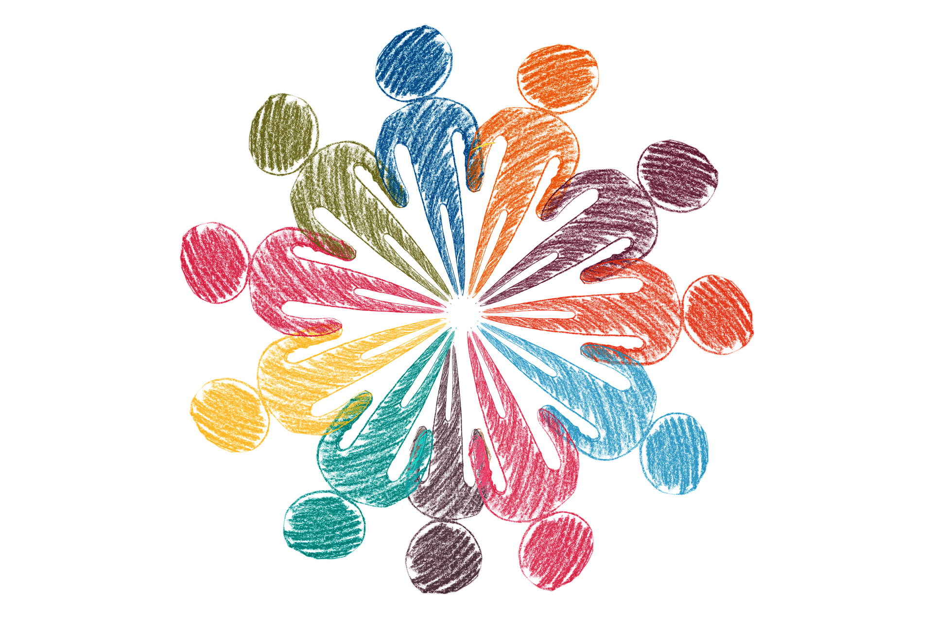 Design showing rainbow colored humans forming a circle