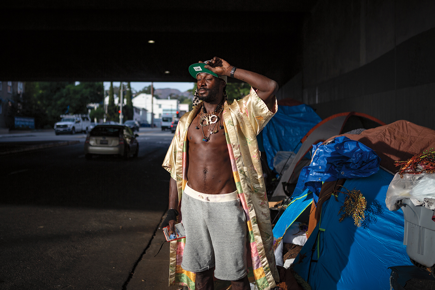 Homeless man standing