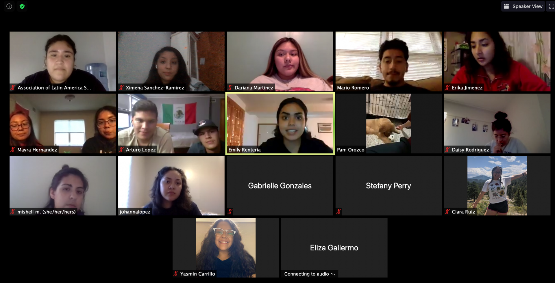 Association of Latinx American Students (ALAS) members during a Zoom event.
