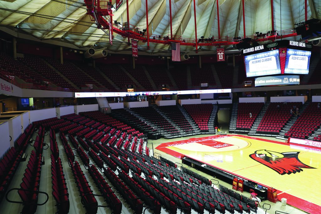 An empty Redbird Arena.