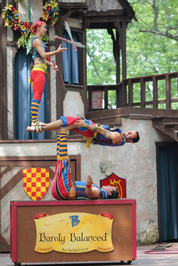 performers doing acrobatic stunt