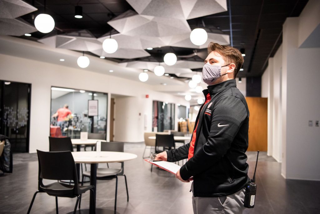 Student stands in the newly renovated Bone Student Center