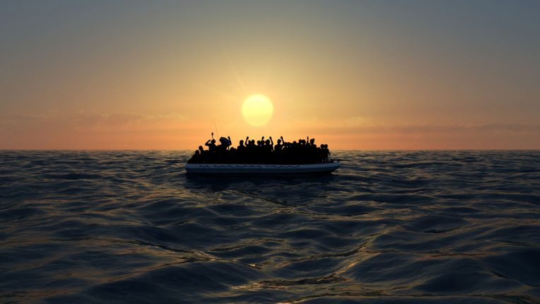 Migrants crossing the sea